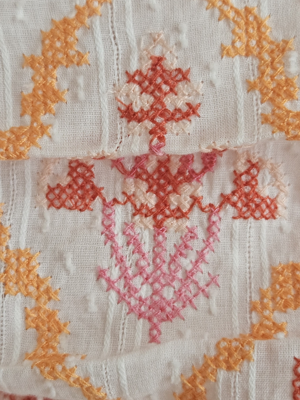 ​HELLO MOLLY Embroidered Strapless Ruched Mini Dress Size M Cotton Pink Orange - Picture 4 of 16